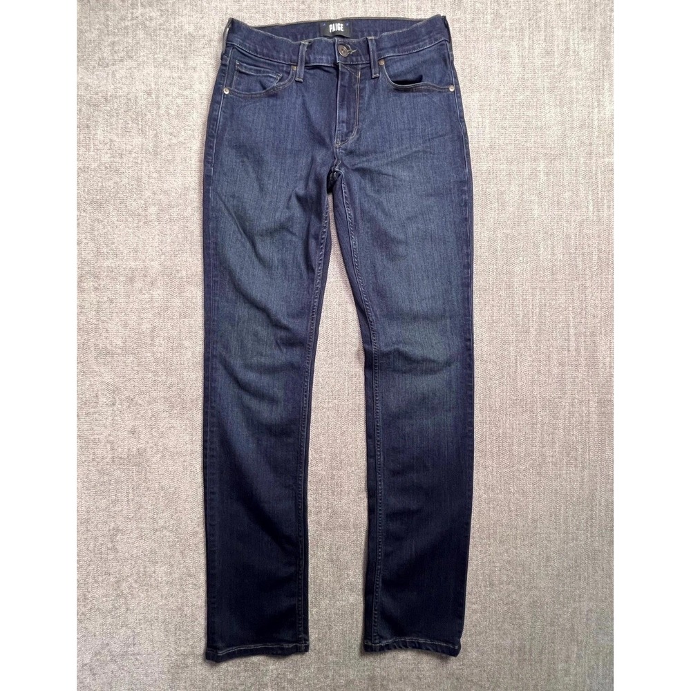 Paige Jeans Womens 29 Blue Dark Wash Denim Cotton Pockets Slim Fit Straight Leg
